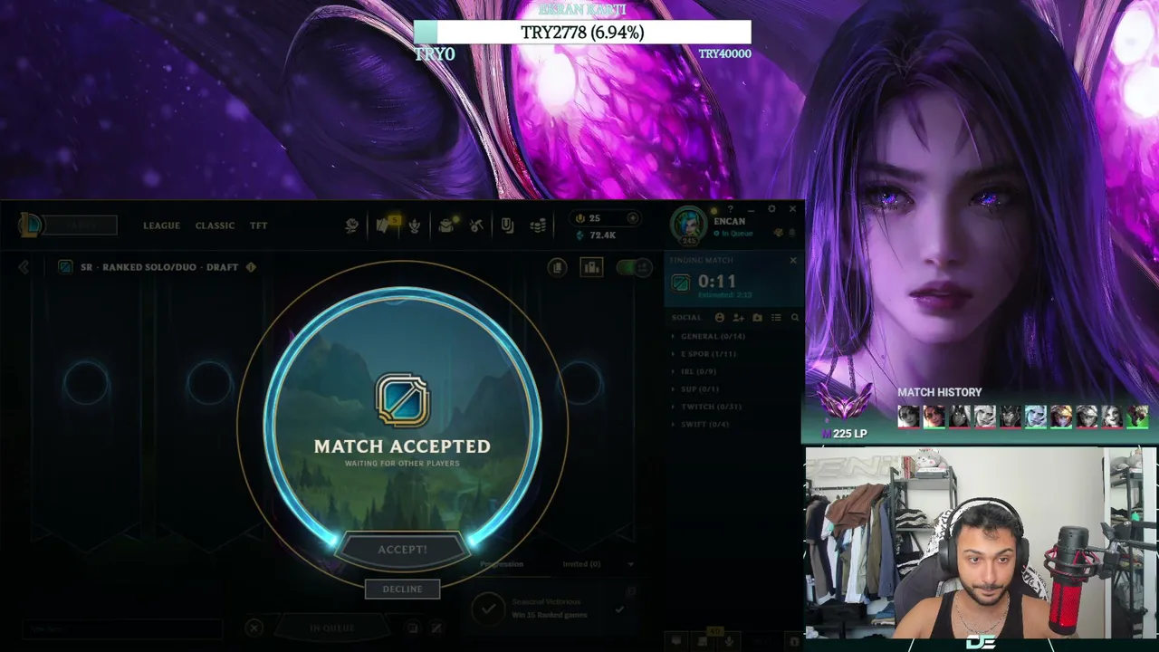 abone olursan 2 maç taşıyorum. euw master 225 lp start adc.