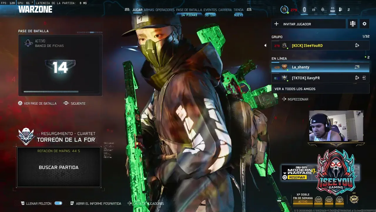 Iseeyou Gaming está Jugando Warzone Ven a saludar.