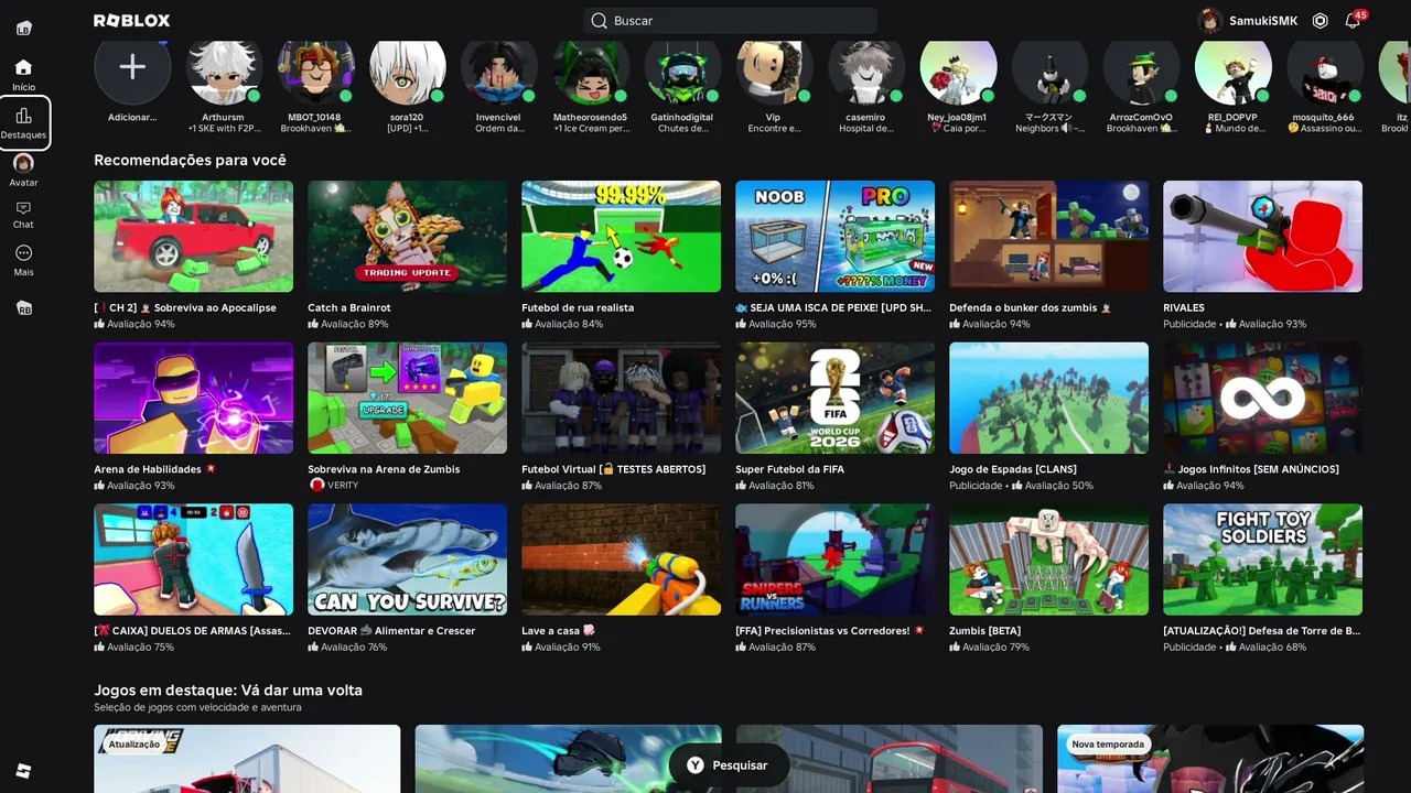 Jogando Roblox