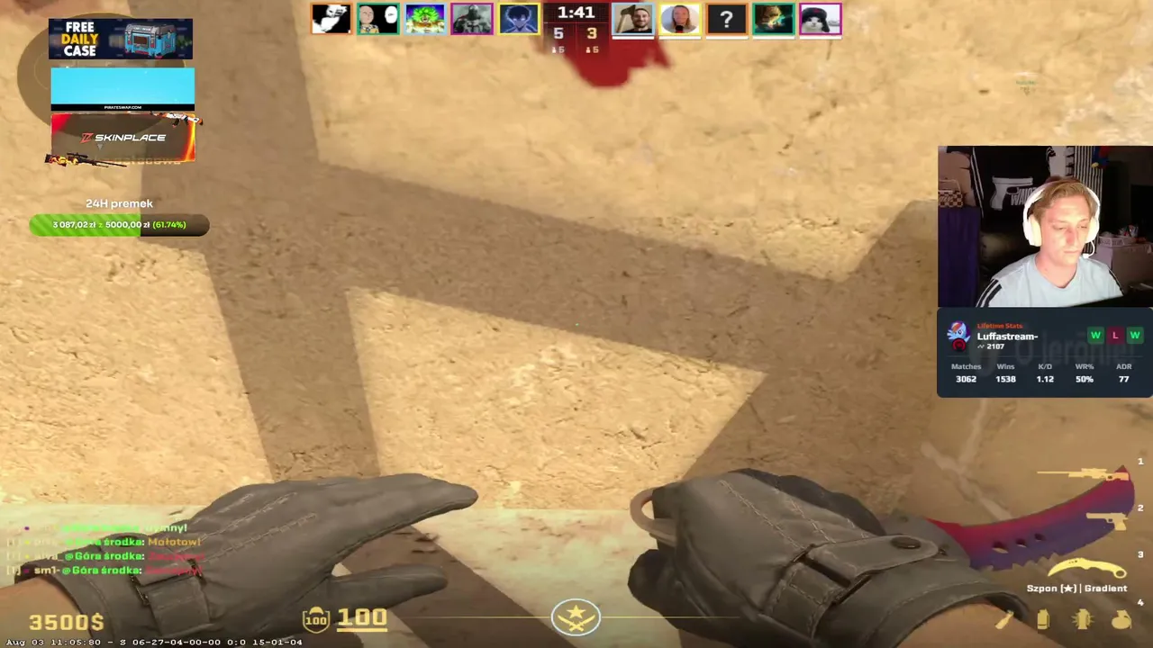 DAILY 3/x | Dzisiaj losowanie !kosa🌞Faceit prema🌞 | !skins !strona (delay 25sec)