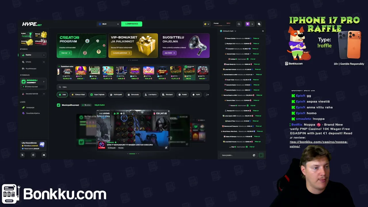 😎 18+ OWN DEPO  | 10€ MEGASPIN WITH 1€ DEPOSIT !NOPPA 🎲  | 2x NEW COMPETITONS -> !RAFFLE 🔥 | !MUHKEE & !TITAANI 🔱 | Bonkku.com
