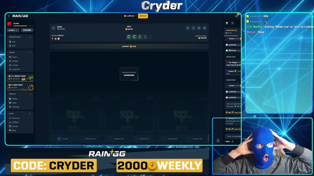 CAP RESET, LETs MAX CASH!!! rain.gg | csgogem.com | tips for viewers! !commands !lb