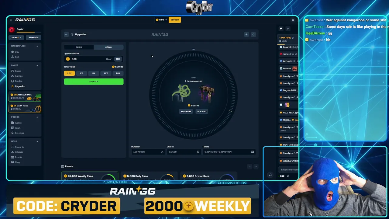 CAP RESET, LETs MAX CASH!!! rain.gg | csgogem.com | tips for viewers! !commands !lb