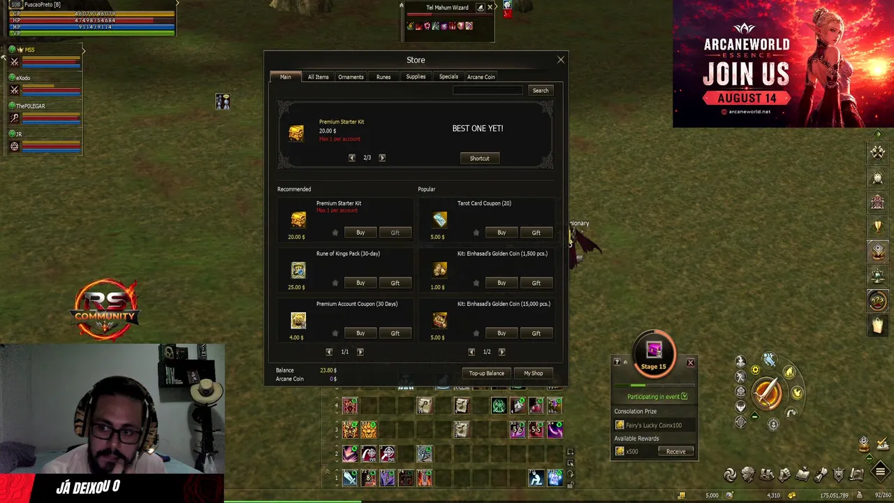 Tyrr Titan Rank 2*  Novo Mundo Live-BR Essence Arcana World.
Site Server : https://arcaneworld.net/br/essence