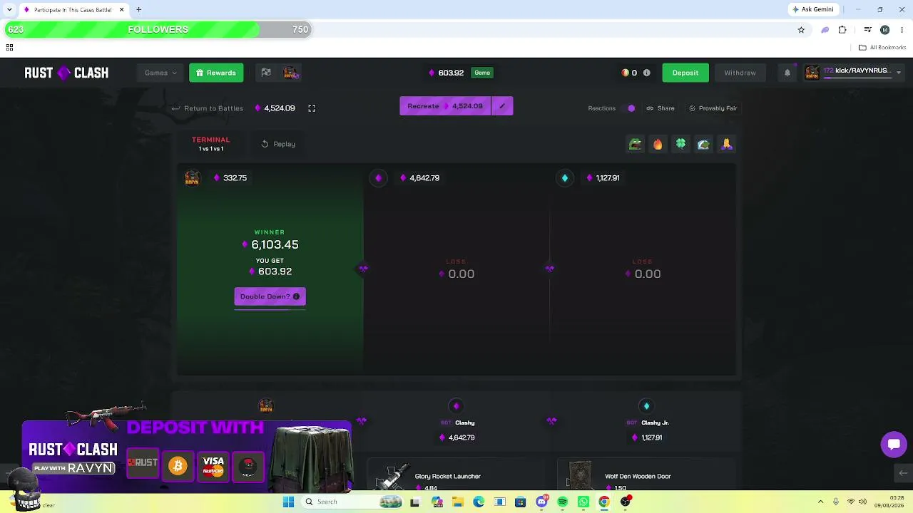 RUSTCLASHHHHHHHHH AND WINOOOOVOOO I BETTER CASH TODAY !RC !WIN