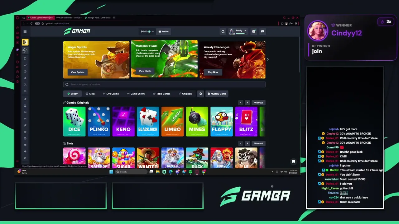 🟢 $600 START 🟢 $1k Leaderboard 🟢 Double Weekly Bonuses🟢 20% Lossback 🟢 !gamba !discord