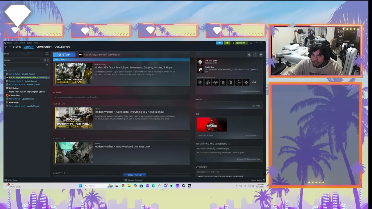 first real stream, wassup