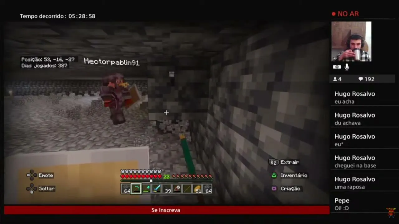 liv rerun jogando minecraft o servidor