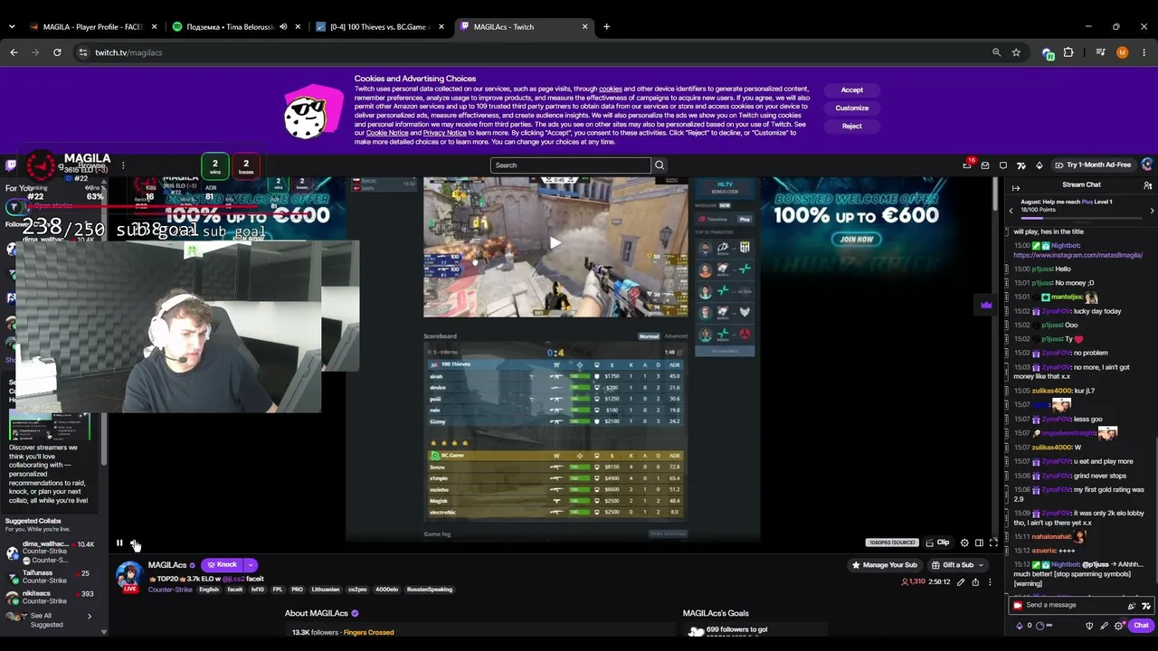 👑TOP20👑3.7k ELO w @jLcs2 faceit