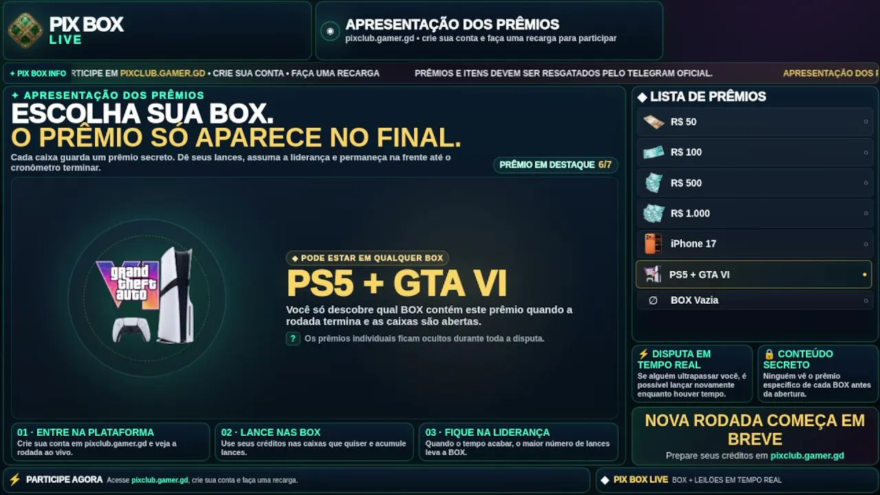 PIX BOX Live - 9 Box & Leilões