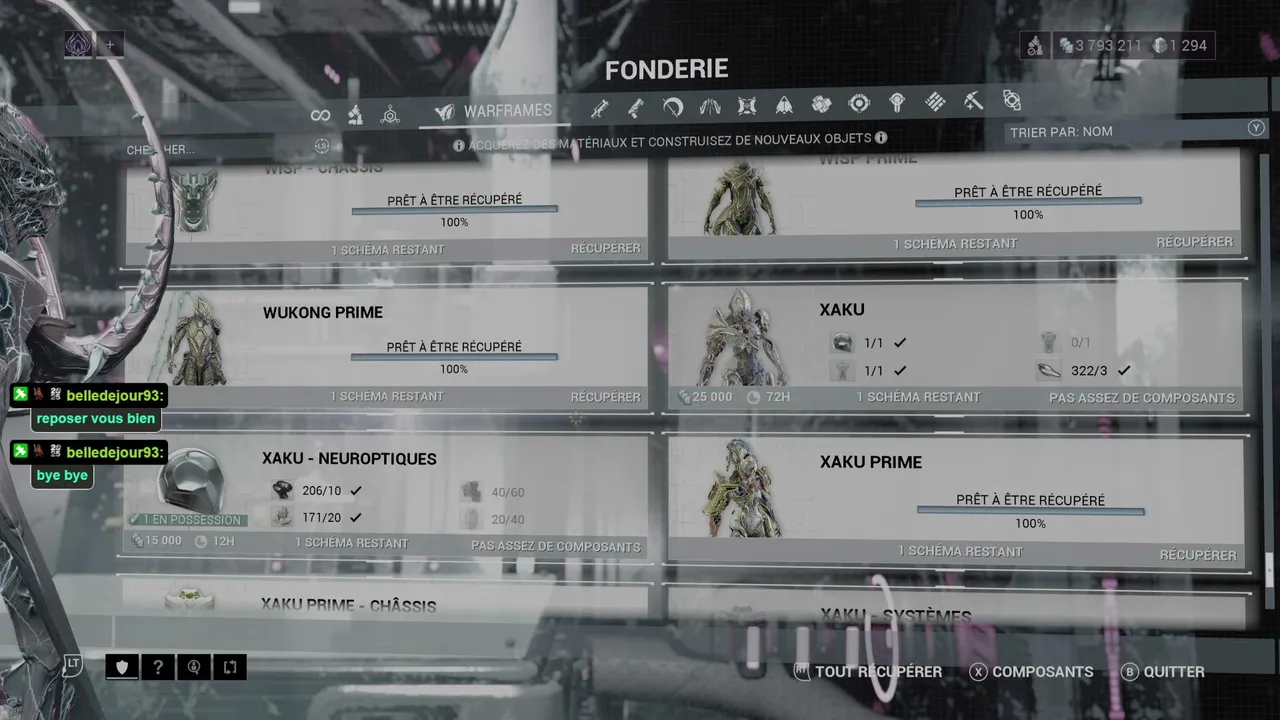 Warframe reset de la semaine et farm tanquil venez discuter #novafail #lalafail #cavalerie