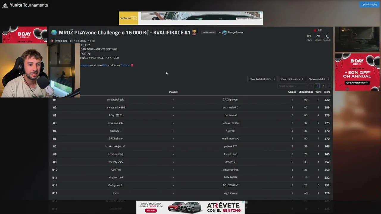 🏆MROŽ PLAYzone Challenge o 16 000 Kč - 1.kvalifikace  - !lanka
