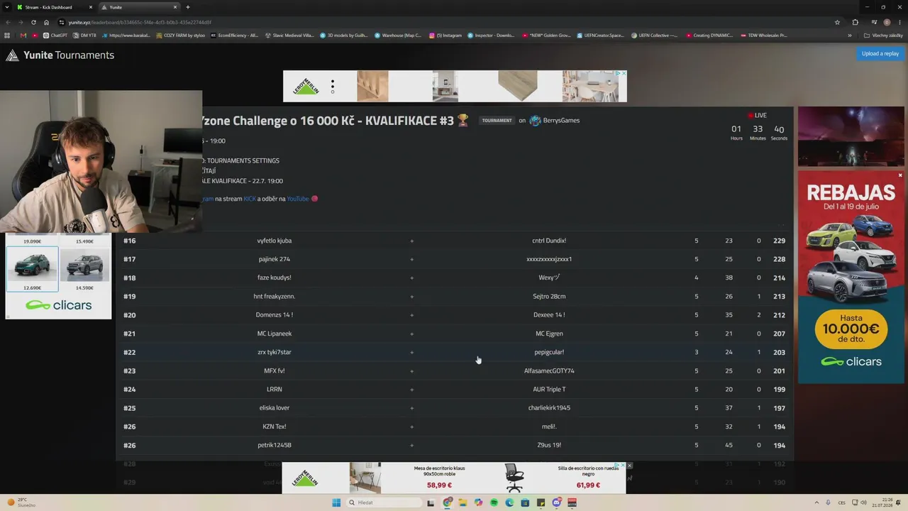 🏆MROŽ PLAYzone Challenge o 16 000 Kč - POSLEDNÍ KVALIFIKACE DNES  - !lanka !reg !navod !tabulka