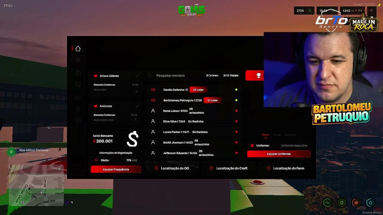 BARTOZAO TA EM LIVE. FALA UM OI AI NO CHAT !