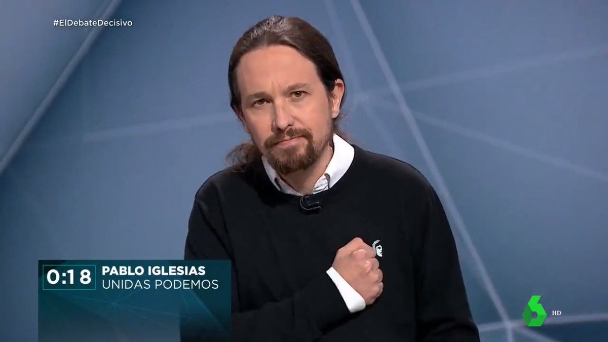 El próximo domingo, la historia la escribes tú. 

Minuto de oro de @Pablo_Iglesias_. 
👏👏👏

 #ElDebateDecisivo 