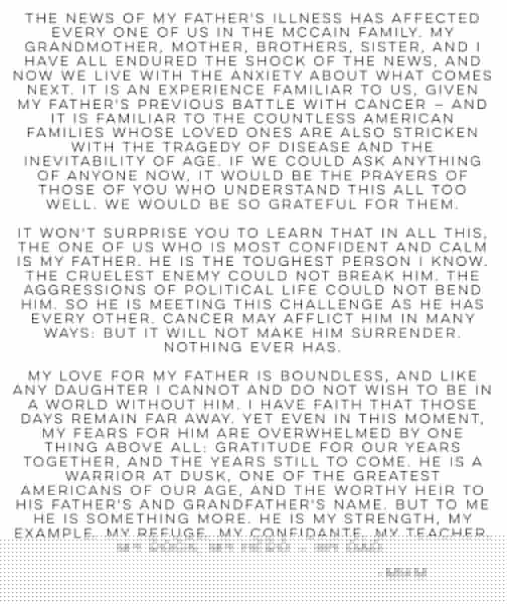 Statement regarding my father @SenJohnMcCain: 