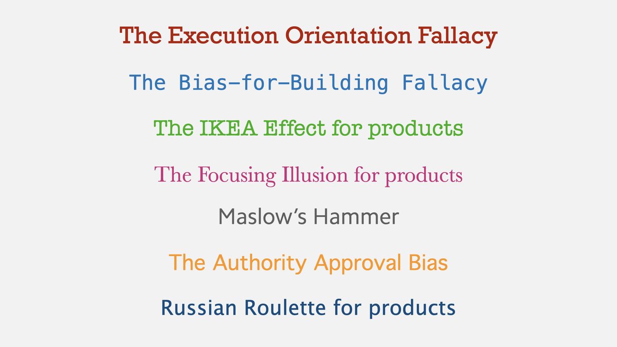 Why do smart product people &amp; teams often build products with mediocre or no impact?

A cautionary thread of biases and fallacies we encounter when building products👇🏾

1/10 