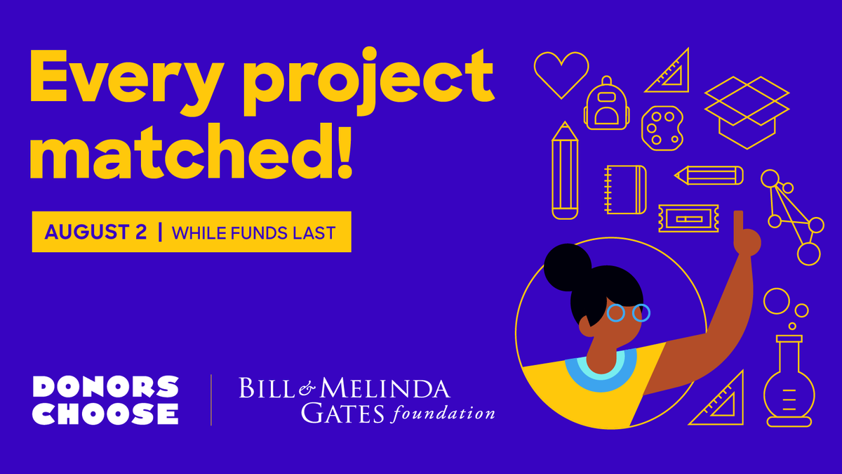 The countdown has begun! ⌛ ⏲️ 🕰️ 

Tomorrow, starting at 7 am ET and while funds last, all donations to DonorsChoose projects will be matched 50% thanks to the Bill &amp; Melinda Gates Foundation.

Find a project and be first in line tomorrow! https://t.co/tsYIyPoQam

#ClearTheLists 