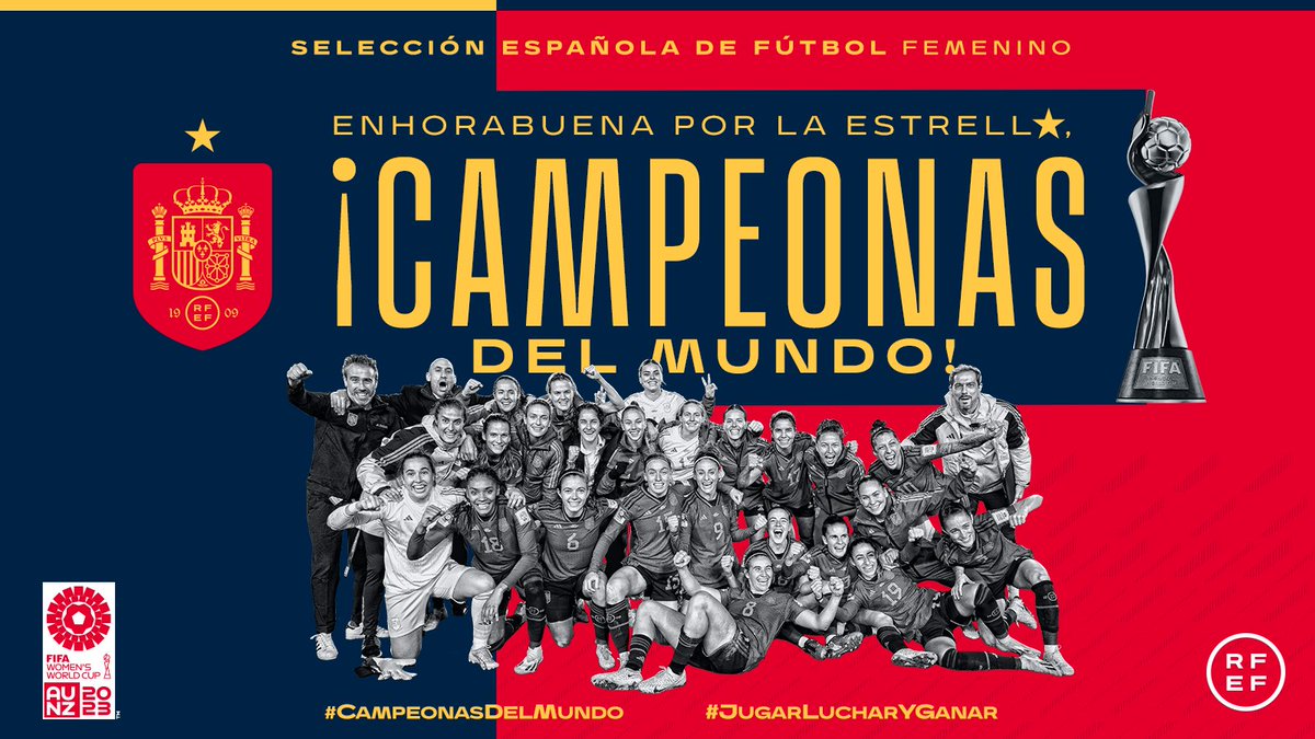 ⭐️ ¡¡𝗦𝗢𝗠𝗢𝗦 𝗖𝗔𝗠𝗣𝗘𝗢𝗡𝗔𝗦 𝗗𝗘𝗟 𝗠𝗨𝗡𝗗𝗢!!

🏆 ¡¡LO HEMOS LOGRADO!!

🥹 No sabéis lo que esto significa realmente.

🫶 ¡¡HISTORIA DEL FÚTBOL ESPAÑOL!!

Lᴏs sᴜᴇɴ̃ᴏs sᴇ ᴄᴜᴍᴘʟᴇɴ... ❤️

🆚 #ESP - #ENG I 1-0 

#JugarLucharYGanar I #FIFAWWC I #CampeonasDelMundo 