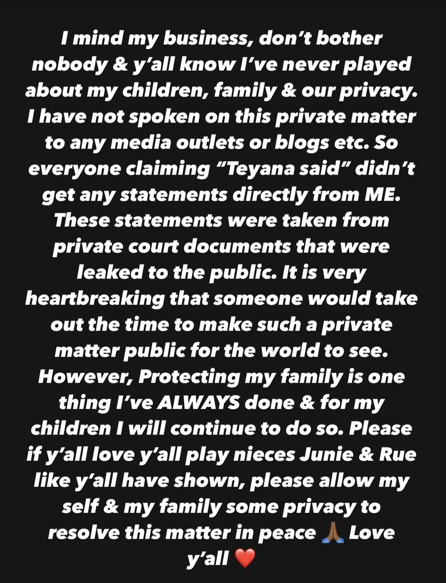 This will be the FIRST and LAST time I speak on this matter. 