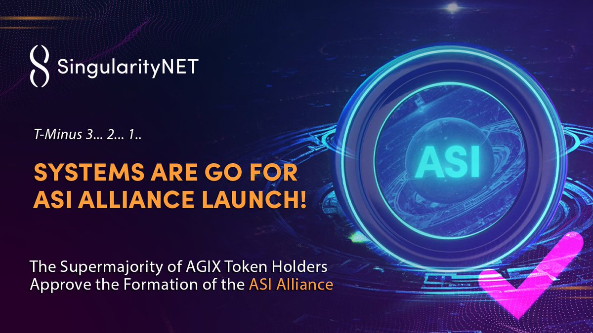 We are excited to announce that the supermajority of AGIX token holders has approved the Artificial Superintelligence (ASI) Alliance proposal.

This historic decision marks the formation of the largest open-source, decentralized network dedicated to accelerating the development 