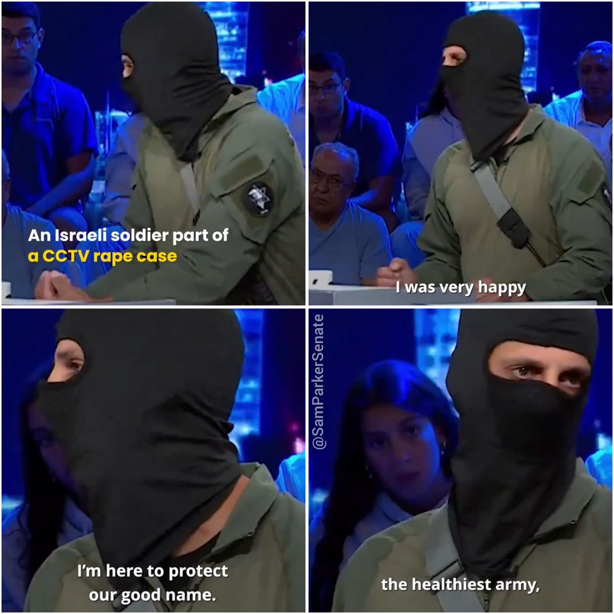 One of the Israeli soldiers who sodomized a Palestinian prisoner at Sde Teiman detention center went on Israeli Channel 14 to defend the ra pe on live TV.

He said he was very happy, that he was protecting Israel's good name and that the IDF was the world's healthiest army. 