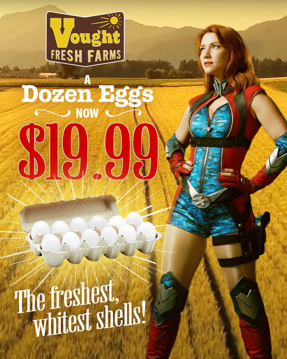 Vought knows and cares about how much patriots are paying for groceries. That’s why Vought Fresh Farms is proud to announce a historically new low price on our eggs by the dozen. No woke yolks guaranteed! 