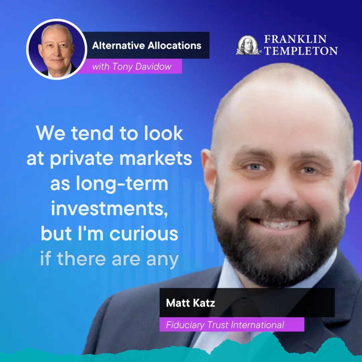 Why is middle‑market private equity one of today’s most compelling opportunities?

Matt Katz of @FiduciaryTrust joins Tony Davidow — from his go‑to framework for evaluating PE funds to what advisors should know about the current exit environment and the evolving private‑markets 