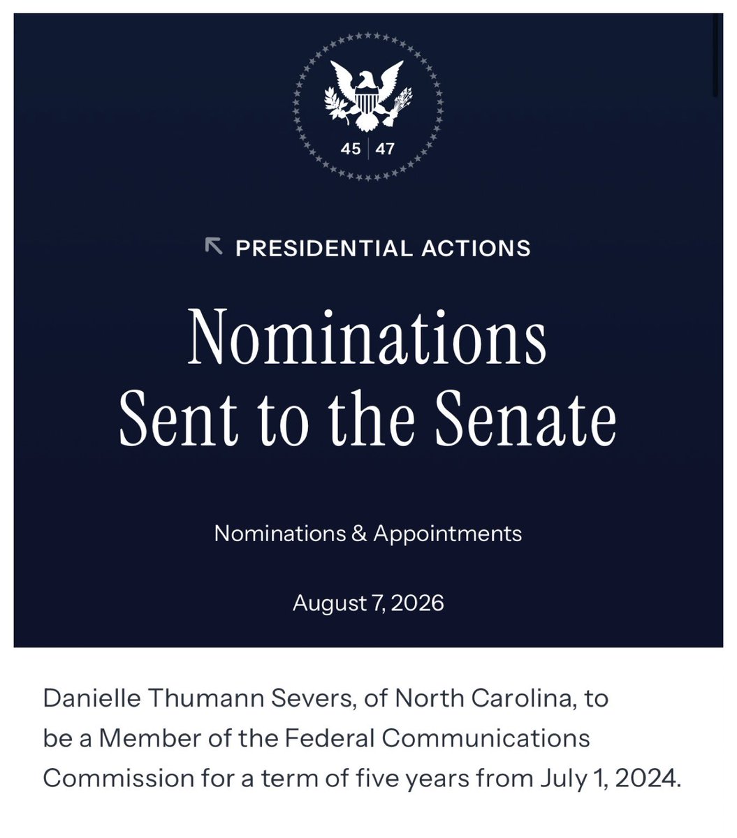 Congratulations to Danielle on her nomination by President Trump to serve as a Commissioner on the FCC.

Danielle is a dedicated public servant and has consistently delivered policy wins from bridging the digital divide and protecting consumers to advancing public safety. 