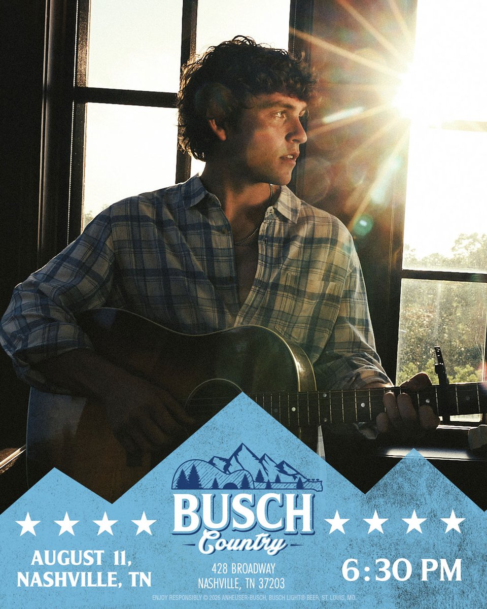 Ice-cold Busch Light and @VincentMason_ live on Broadway?
 
Sounds like the perfect night. Join us 8/11 at 6:30PM for One Night Only in Nashville, TN. First come, first served. (21+) #BuschCountry 
