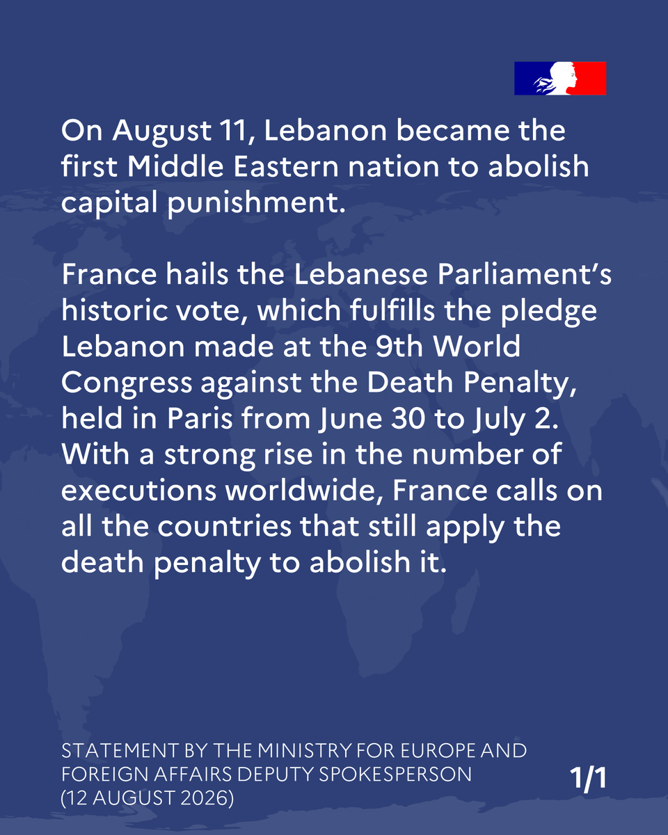 #Lebanon | The Lebanese Parliament adopts the law abolishing the death penalty 